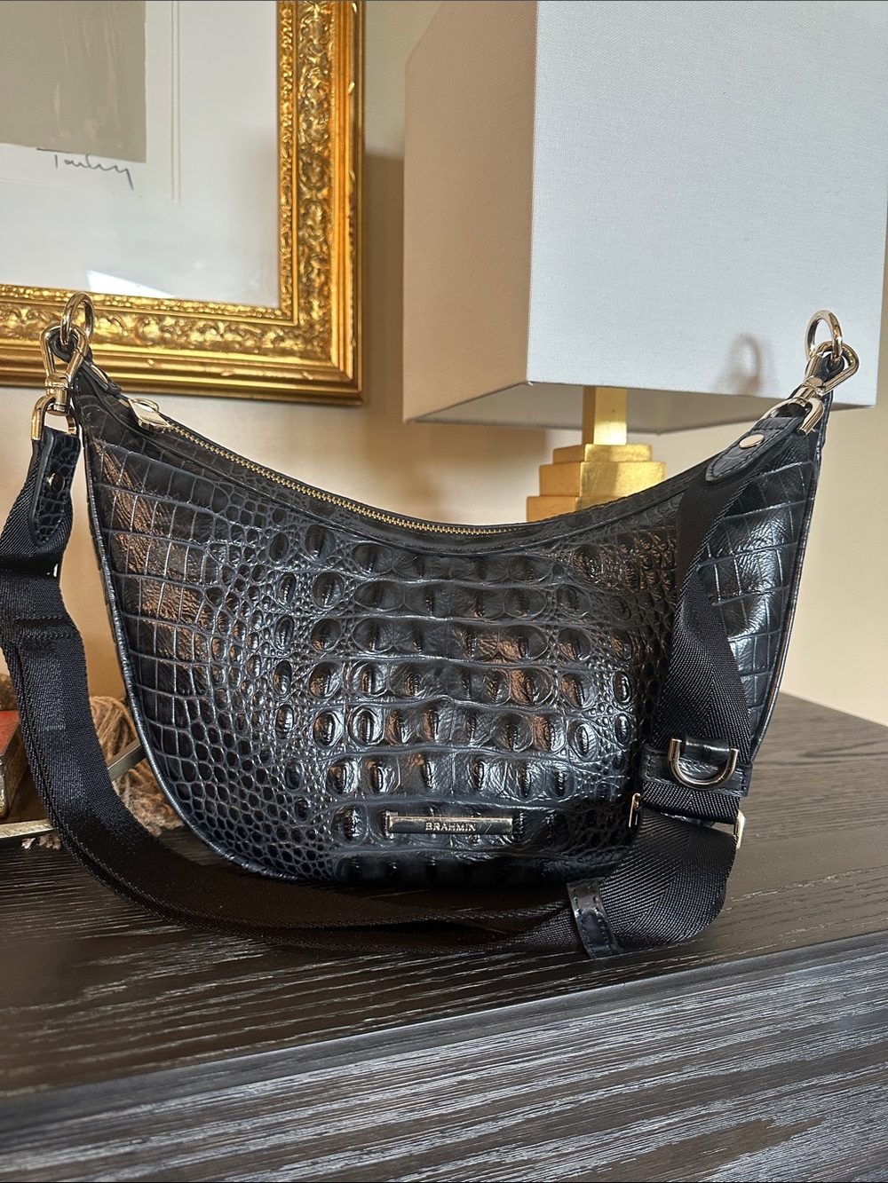 Brahmin Percy Crossbody Bag, Black Alden Road